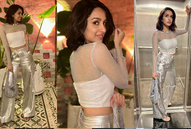 Shraddha Kapoor Mesmerizes in Silver Corset and Trousers